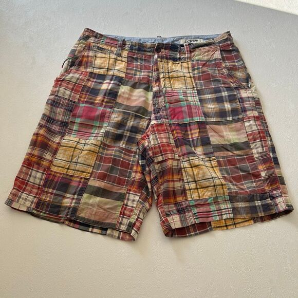 J.Crew Vintage Madras Patchwork Shorts 33 Relaxed Fit | 100% Cotton – Flawed - Picture 1 of 15